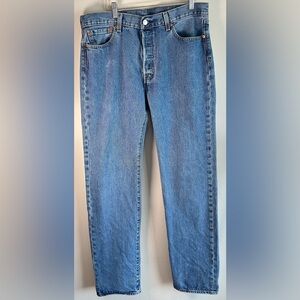 Levis 501 Mens Jeans 34X36 Blue Medium Wash Button Fly Straight Mexico Denim EUC